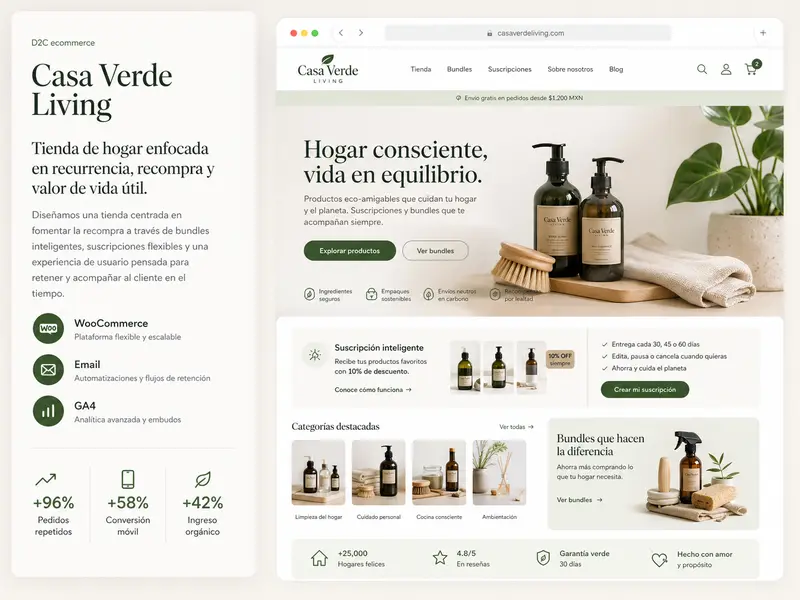 Tienda de hogar con estrategia de recompra