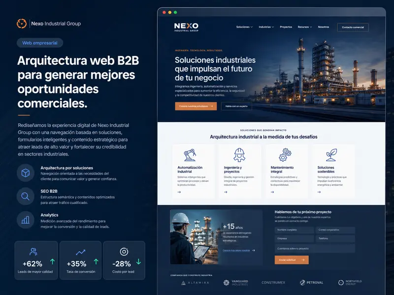 Sitio comercial para soluciones industriales